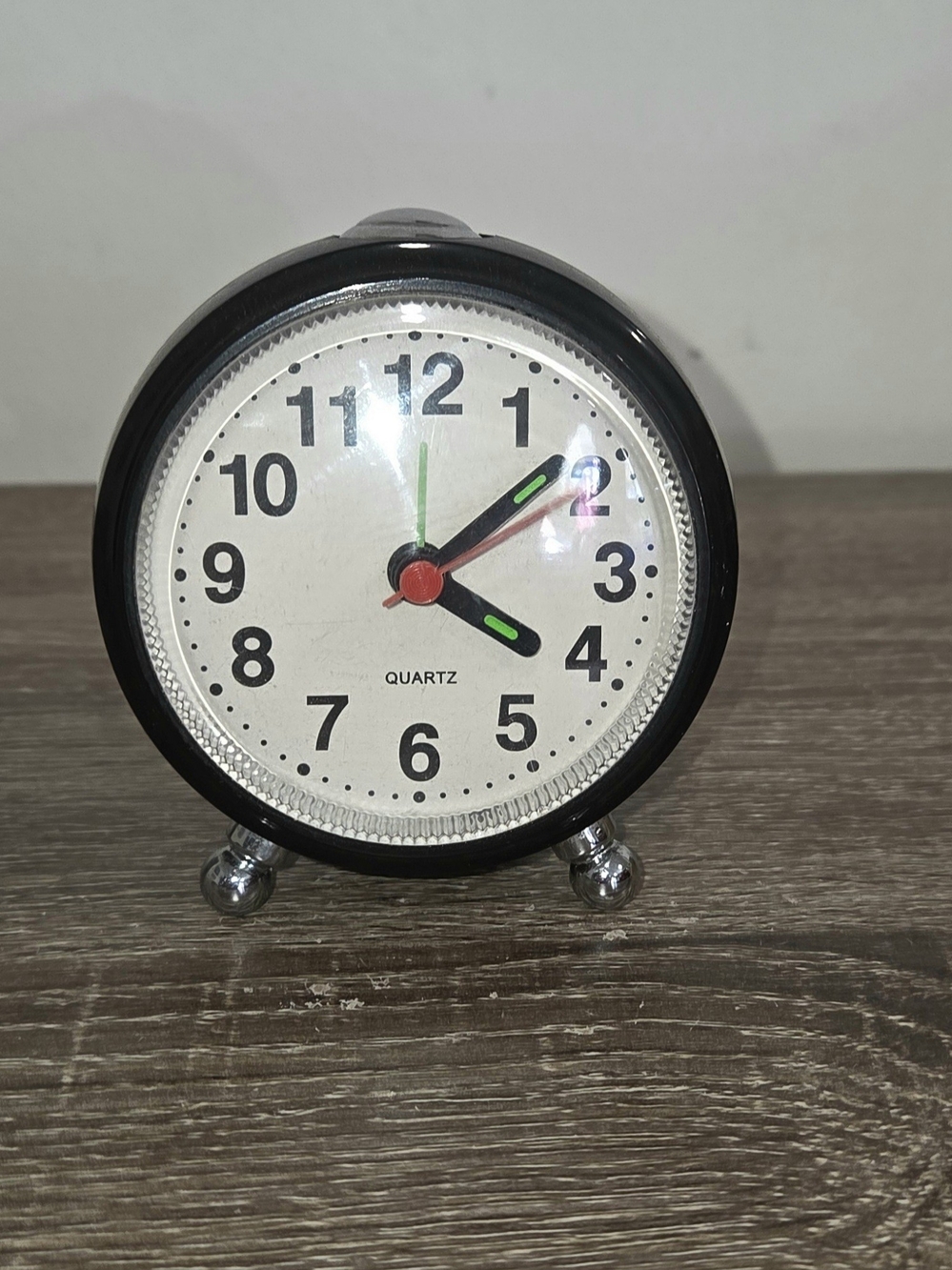 Black Vintage Alarm Clock Small Tested And Works 4" SEE DESCRIPTION